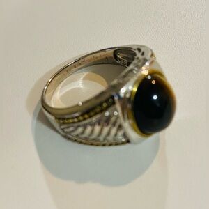 Tigers Eye 925 two-tone ring( Size 9)